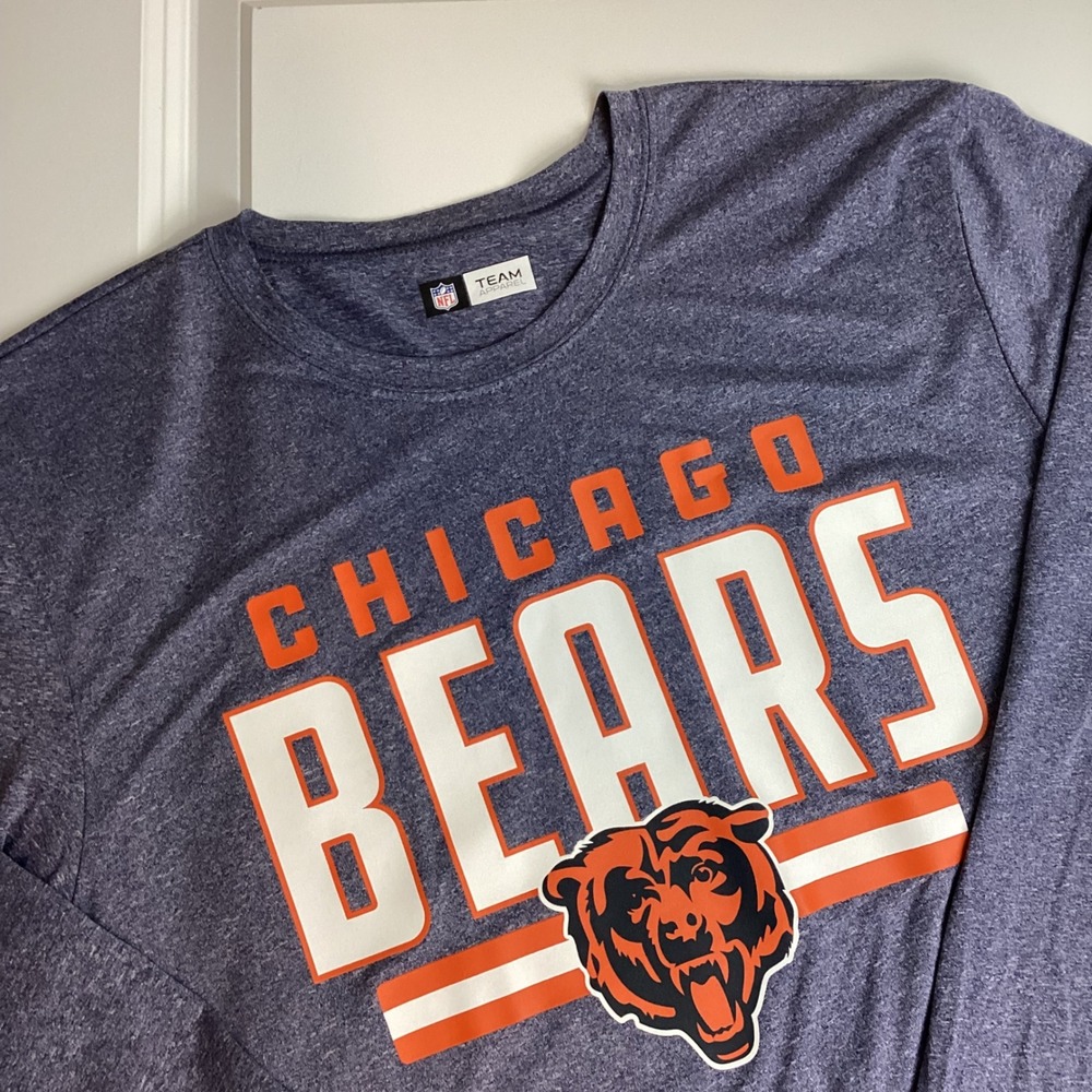 Chicago Bears NFL team apparel Long Sleeve Shirt Mens Large Blue Heather Graphic